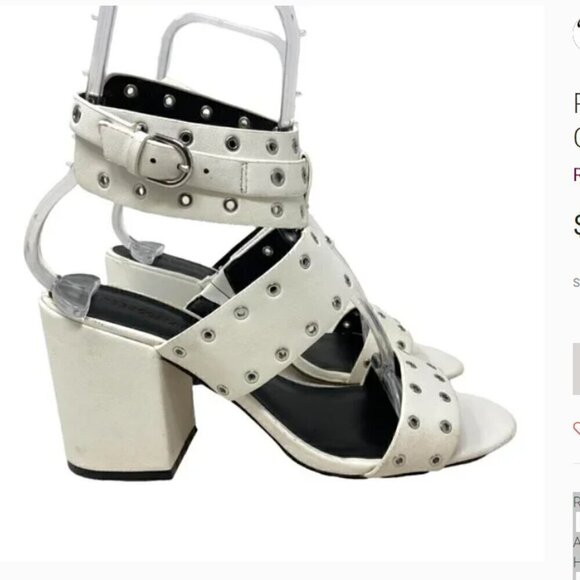 Rebecca Minkoff Carter White Grommet Strappy Chunky Heel Sandals - Size 8 - Picture 3 of 8